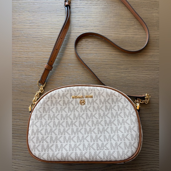 Michael Kors Handbags - Michael Kors Cream and Brown Crossbody Bag